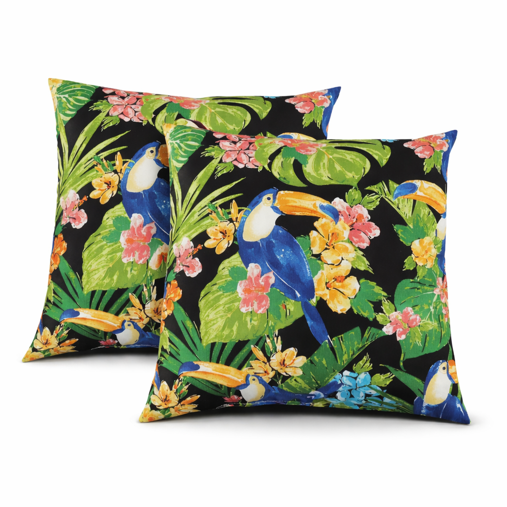2 Pack Outdoor Throw Pillows, Waterproof &amp; Fade-Resistant Patio Cushions For Garden, Porch, Poolside Furniture - Soft &amp; Comfortable Decorative Pillow Covers 18x18 Inch,Rich Forest Green