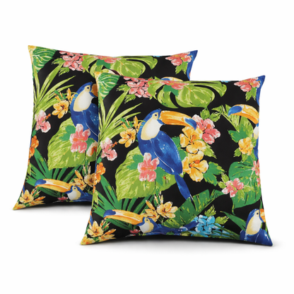 2 Pack Outdoor Throw Pillows, Waterproof &amp; Fade-Resistant Patio Cushions For Garden, Porch, Poolside Furniture - Soft &amp; Comfortable Decorative Pillow Covers 18x18 Inch,Rich Forest Green