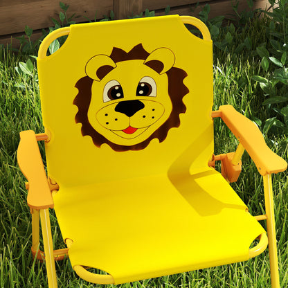 Kids Picnic Table and Chair Set, Outdoor Activity Table with Foldable Chairs, Height Adjustable Umbrella, Yellow