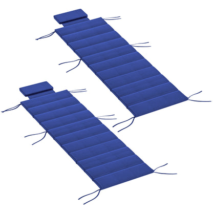 Foldable Chaise Lounge Cushion Set of 2, Outdoor Lounge Chair Cushion Set, UPF50+ 230gsm Olefin, 80" x 26" Dark Blue