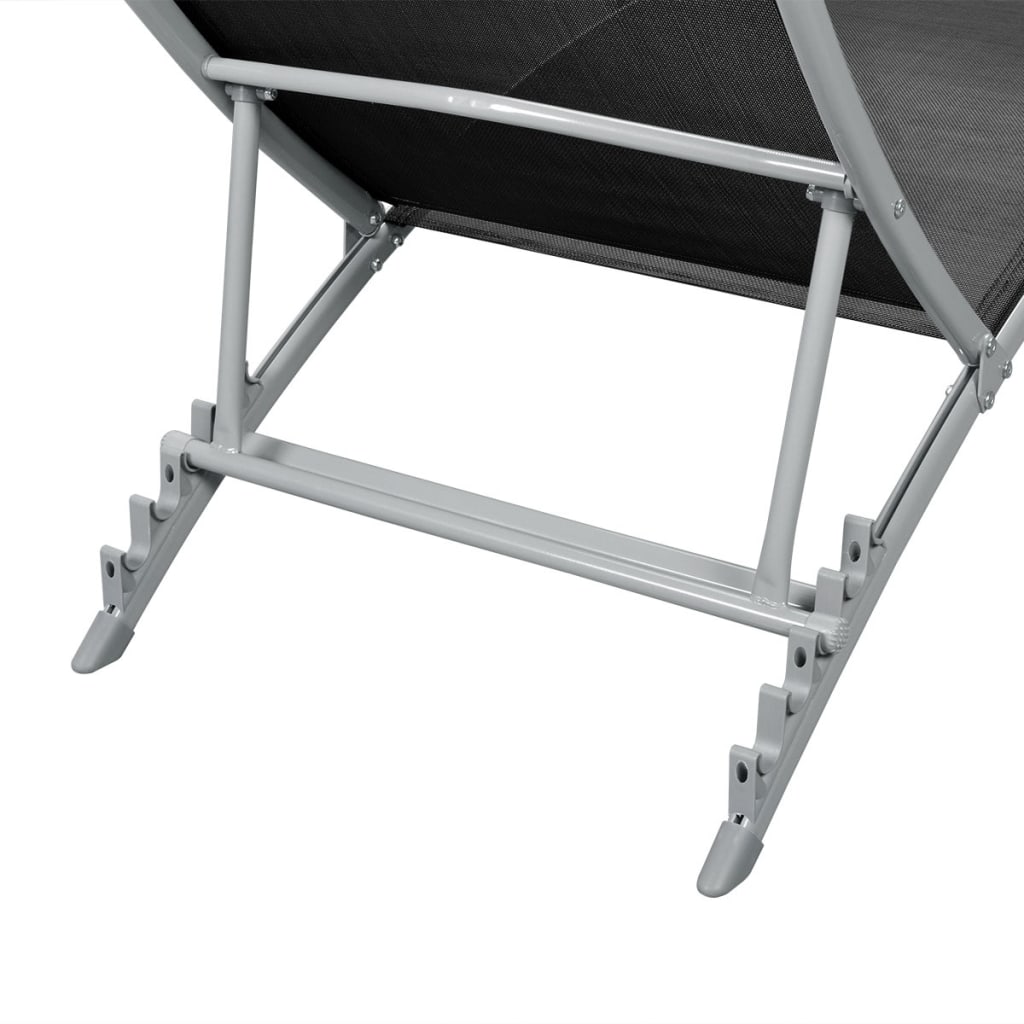 sun lounger, steel and textilene, black
