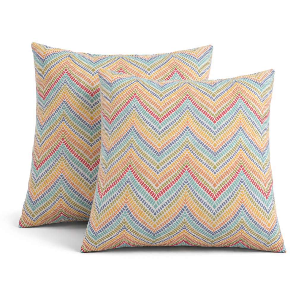 2 Pack Outdoor Throw Pillows, Waterproof &amp; Fade-Resistant Patio Cushions For Garden, Porch, Poolside Furniture - Soft &amp; Comfortable Decorative Pillow Covers 18x18 Inch, Muted Multicolor