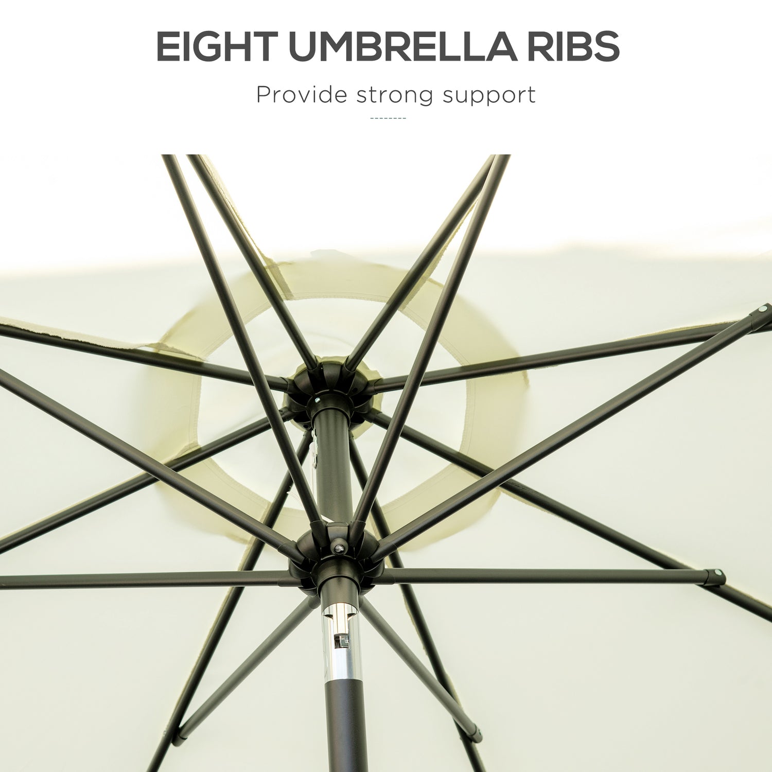 9 ft Cantilever Umbrella with Push Button Tilt and Crank Tassles and 8 Ribs Shade Umbrellas for Garden
