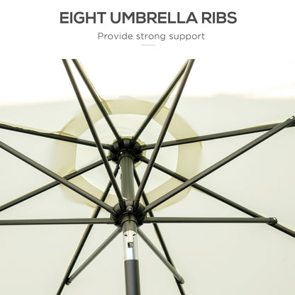 9 ft Cantilever Umbrella with Push Button Tilt and Crank Tassles and 8 Ribs Shade Umbrellas for Garden