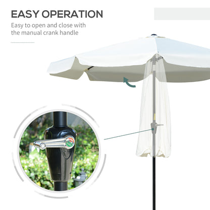 2.7m Patio Parasol Garden Umbrellas Outdoor Sun Shade Table Umbrella With Tilt, Crank, 8 Ribs, Ruffles, White