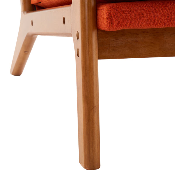 [Same Code: 93084294]Oak Armrest Oak Upholstered Single Lounge Chair Indoor Lounge Chair Burnt Orange Color
