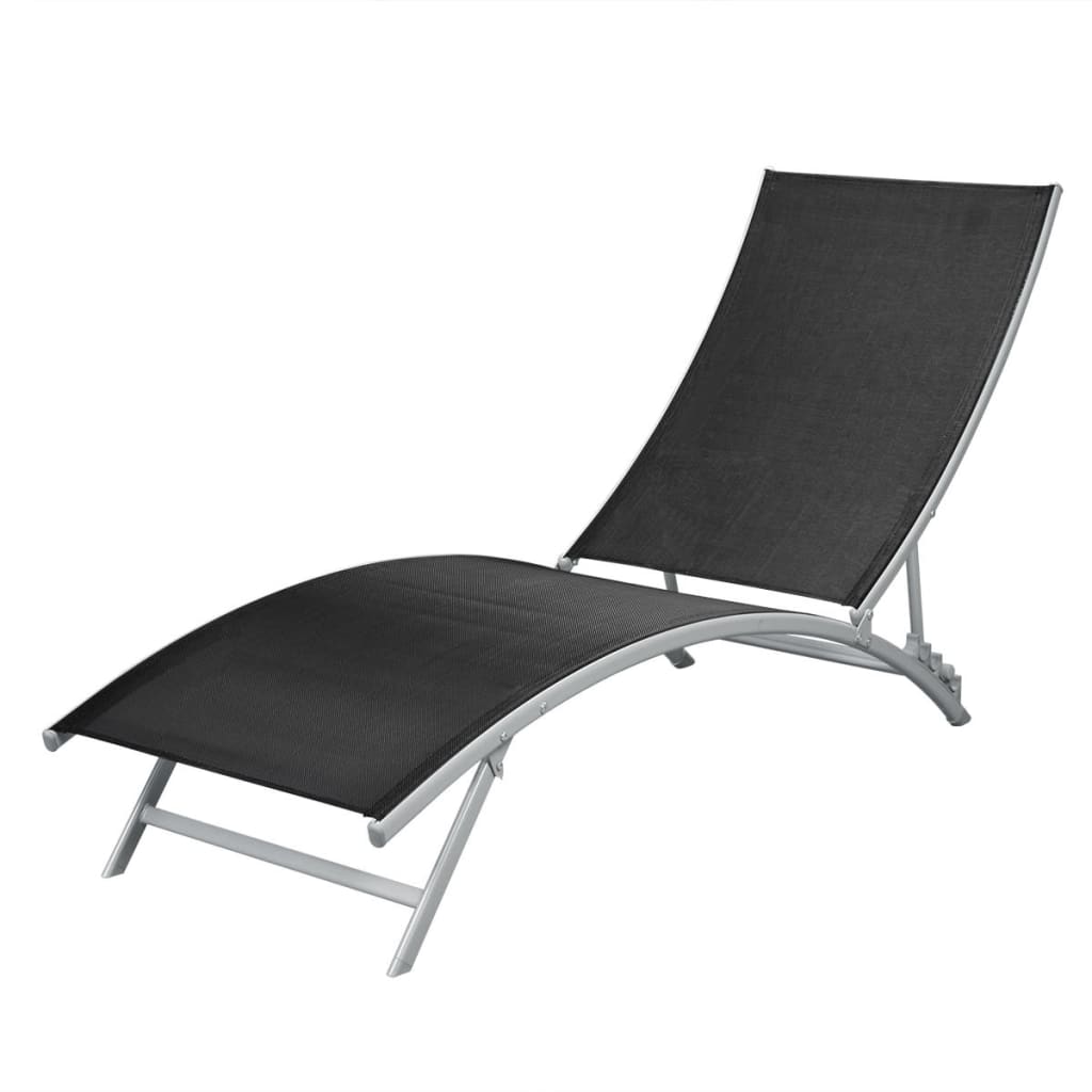 sun lounger, steel and textilene, black