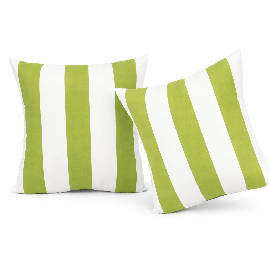 2 Pack Outdoor Throw Pillows, Waterproof &amp; Fade-Resistant Patio Cushions For Garden, Porch, Poolside Furniture - Soft &amp; Comfortable Decorative Pillow Covers 18x18 Inch, Green White