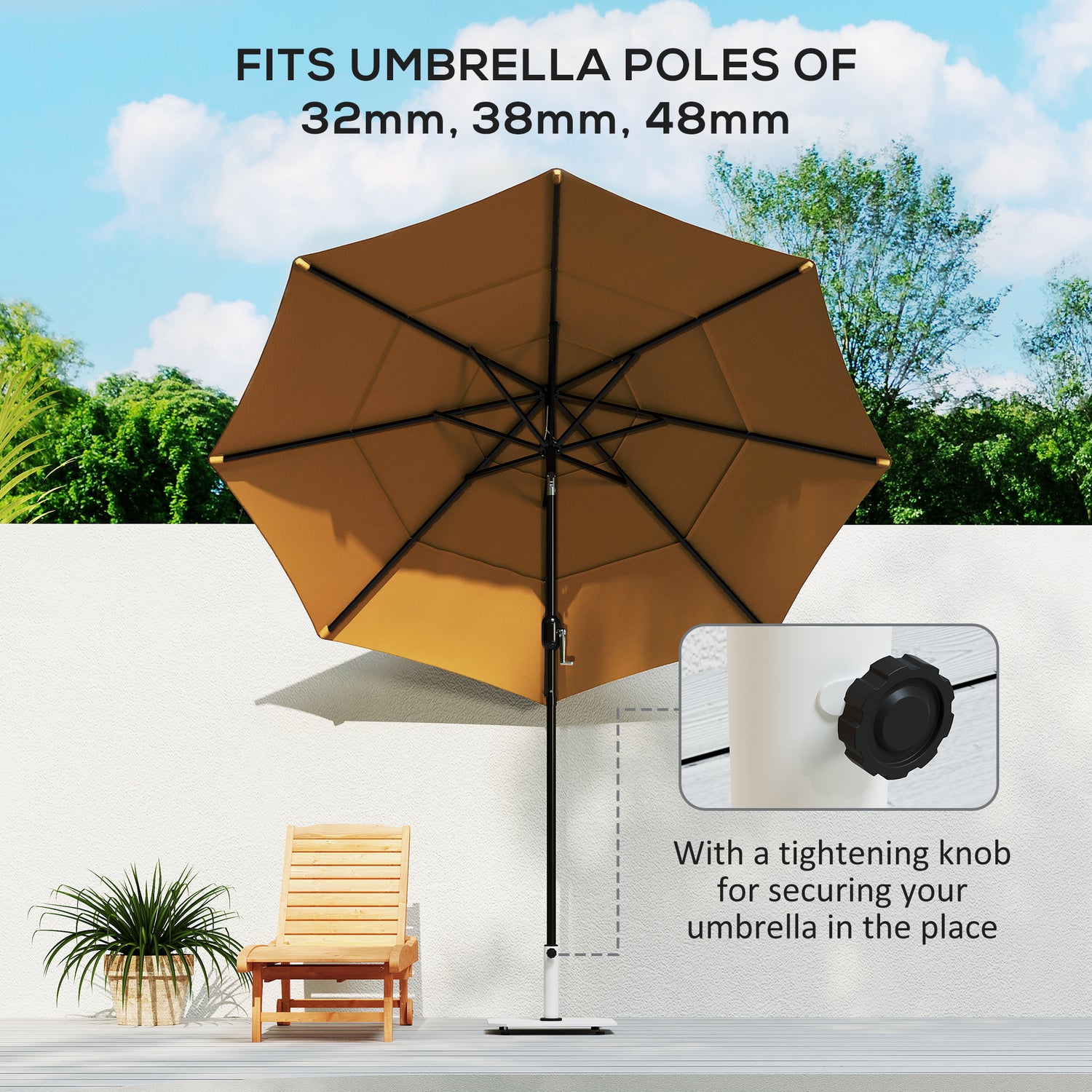 Square Patio Umbrella Base, 41 lbs Metal Umbrella Stand Base with Adjustable Foot Pads, Heavy Duty Patio Umbrella Holder for 1.3"/1.5"/1.9" Umbrella Poles for Outdoor, Lawn, Poolside, White