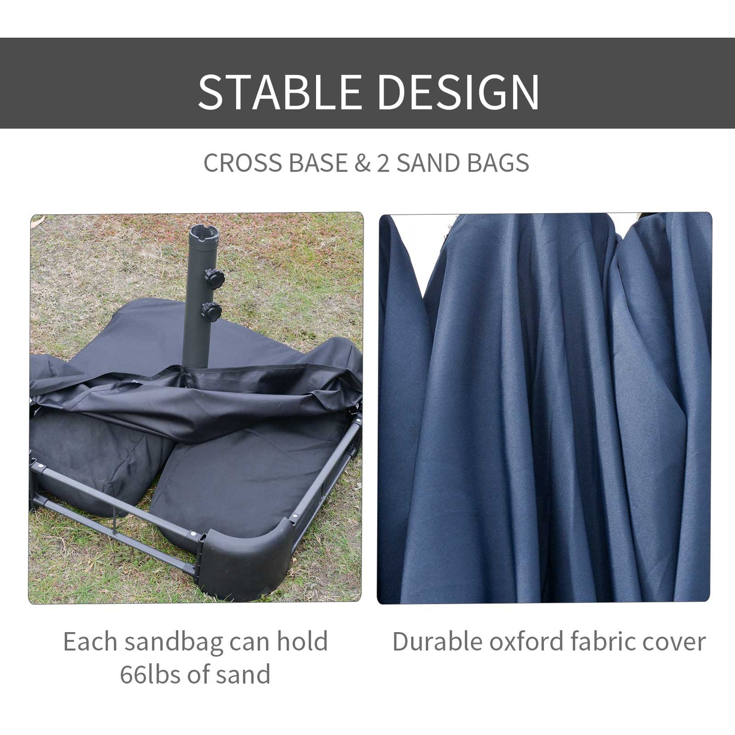 15ft Double-Sided Patio Umbrella Rust-Resistant Steel Umbrella For Poolside Shade, For Easy Crank Deck, Pool, Patio, Dark Blue