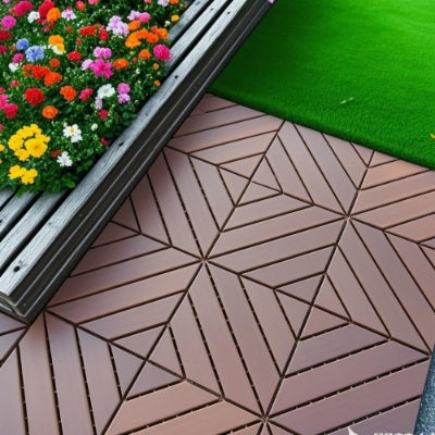 Plastic Interlocking Deck Tiles,44 Pack Patio Deck Tiles,12x12 Square Waterproof Outdoor All Weather Use, Outdoor And Indoor Patio Decking Tiles For Poolside Balcony Backyard, Red Brown