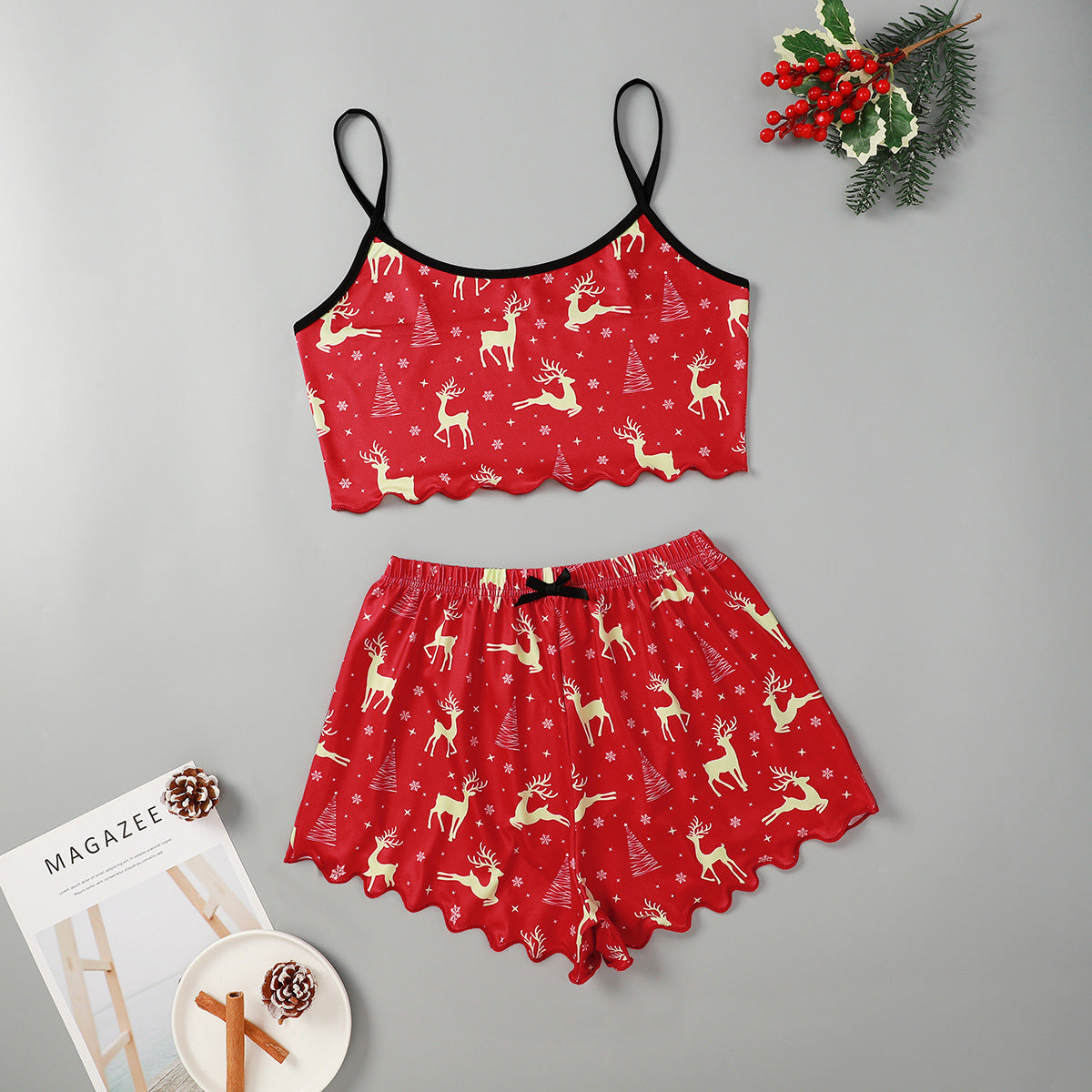 Christmas European And American Thin Pajamas Women&