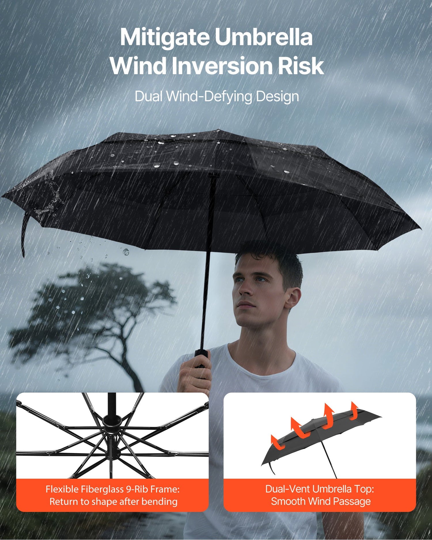Portable Compact Umbrella, Automatic Open-Close Design, Lightweight, Durable, Windproof &amp; Sun Protection Canopy