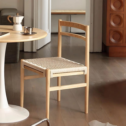 Nordic-style Minimalist Log And Rope-woven Lounge Chair